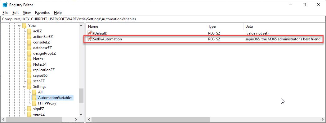 Registry edition Set By Automation