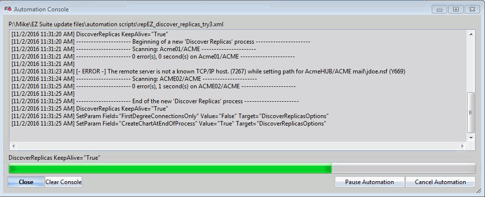 automation console in replicationEZ