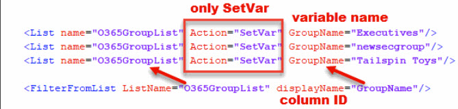 SetVar actions